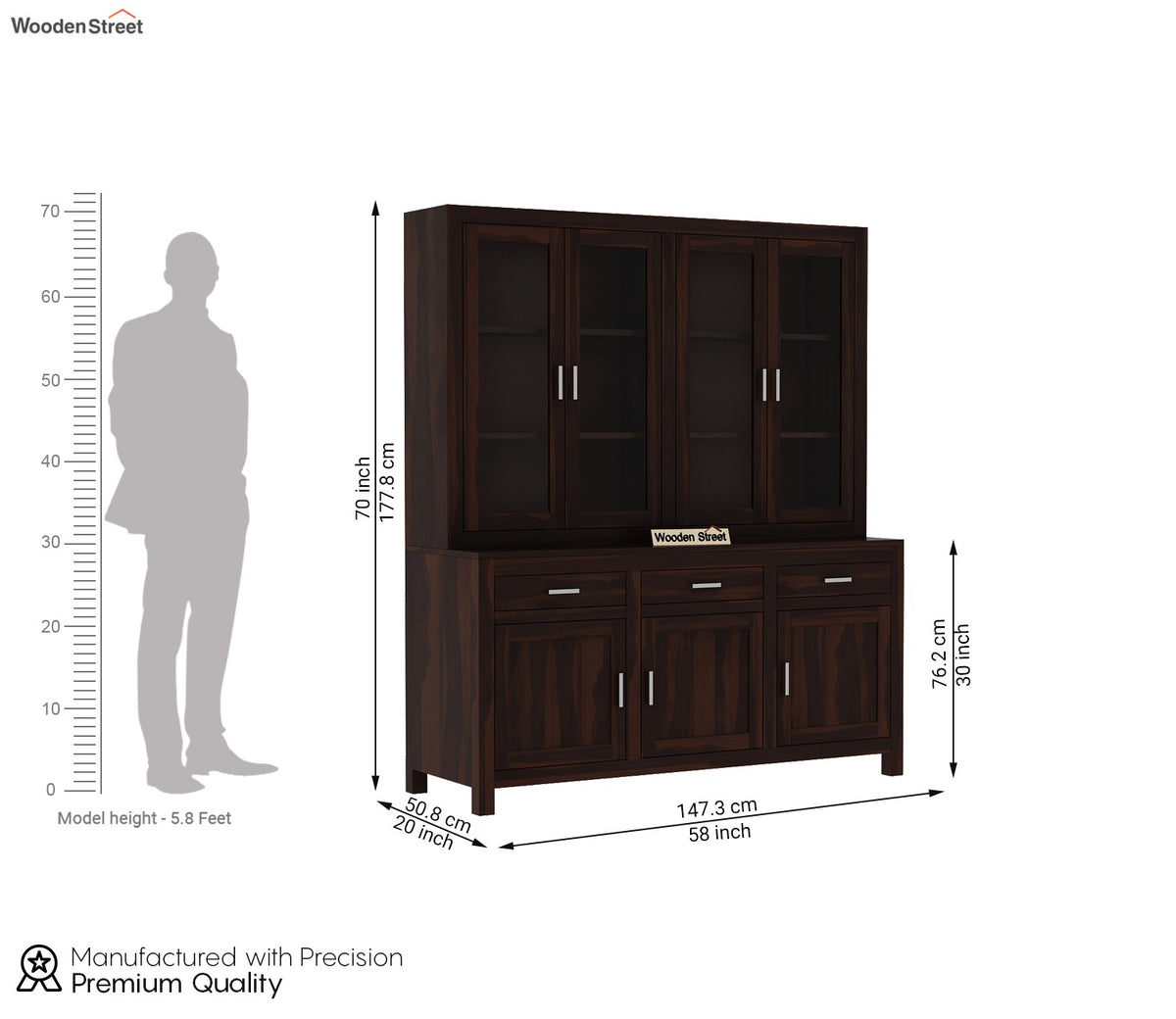 Bago Kitchen Cabinet (Walnut Finish)