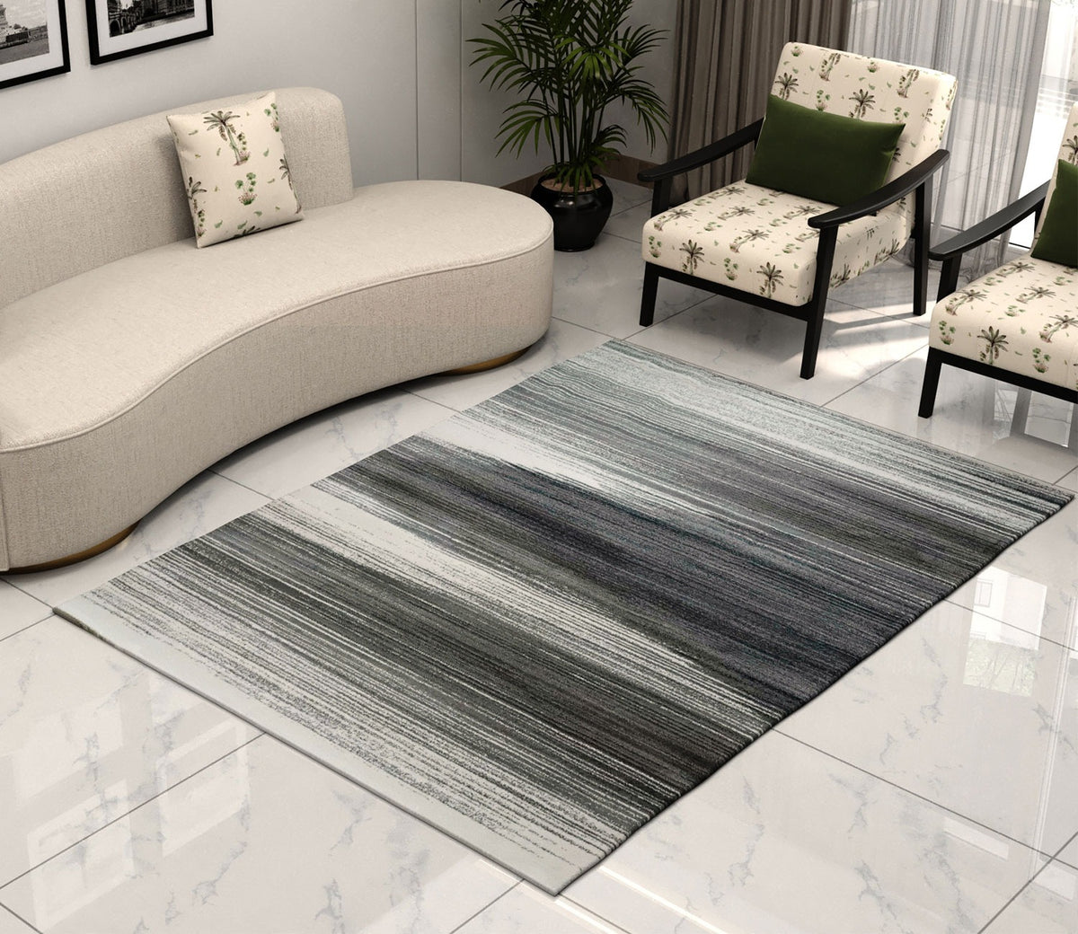 Mersey Grey Abstract Carpet (7.5 x 5 Feet)