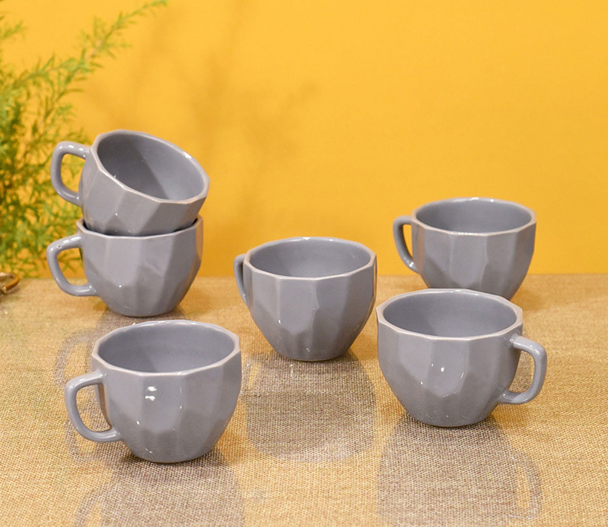 Smokey Dent Ceramic Tea Cups (Set of 6)