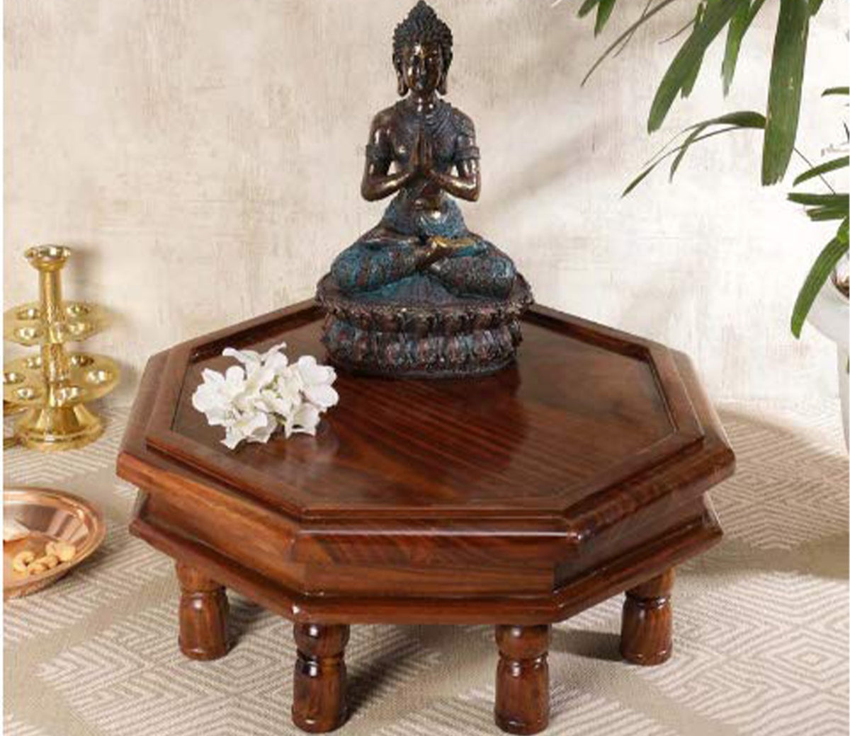 Brown Wooden Octagon Chowki