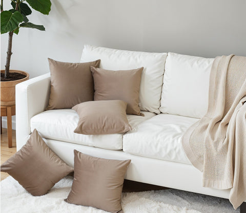 Cupid Velvet Cushion Covers - Pack of 5 (18 x 18 Inches, Pearl Beige)