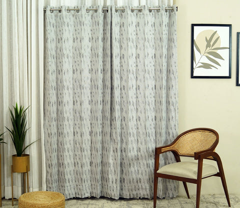 Diamond Cut 1 Piece Blackout Curtain (Grey, 7 Feet)