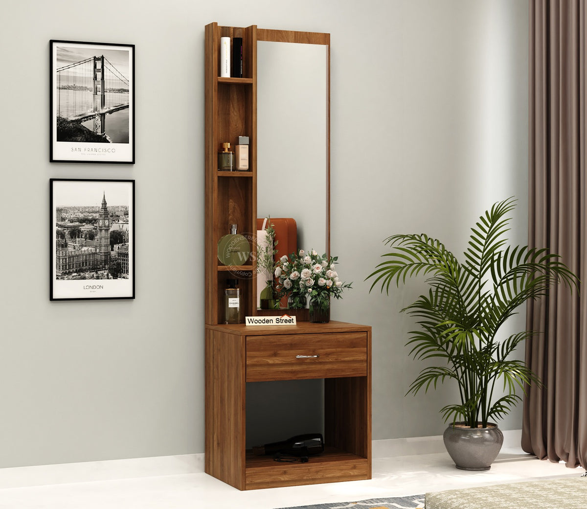 Orbit Dressing Table With Mirror (Columbian Walnut Finish)