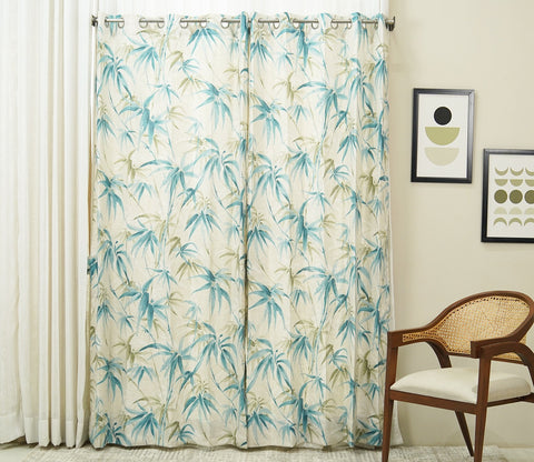 Fern 1 Piece Light-Filtering Curtain (Blue, 7 Feet)