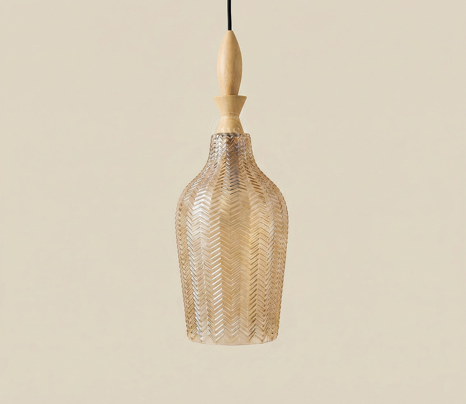 Miera Hanging Pendant Light with Carved Glass Shade (Amber)
