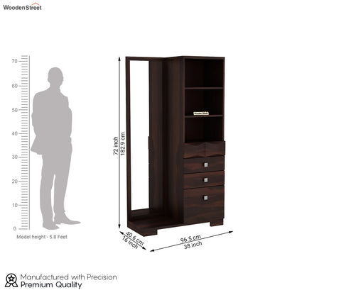 Cinader Sheesham Wood Dressing Table with Storage (Walnut Finish)