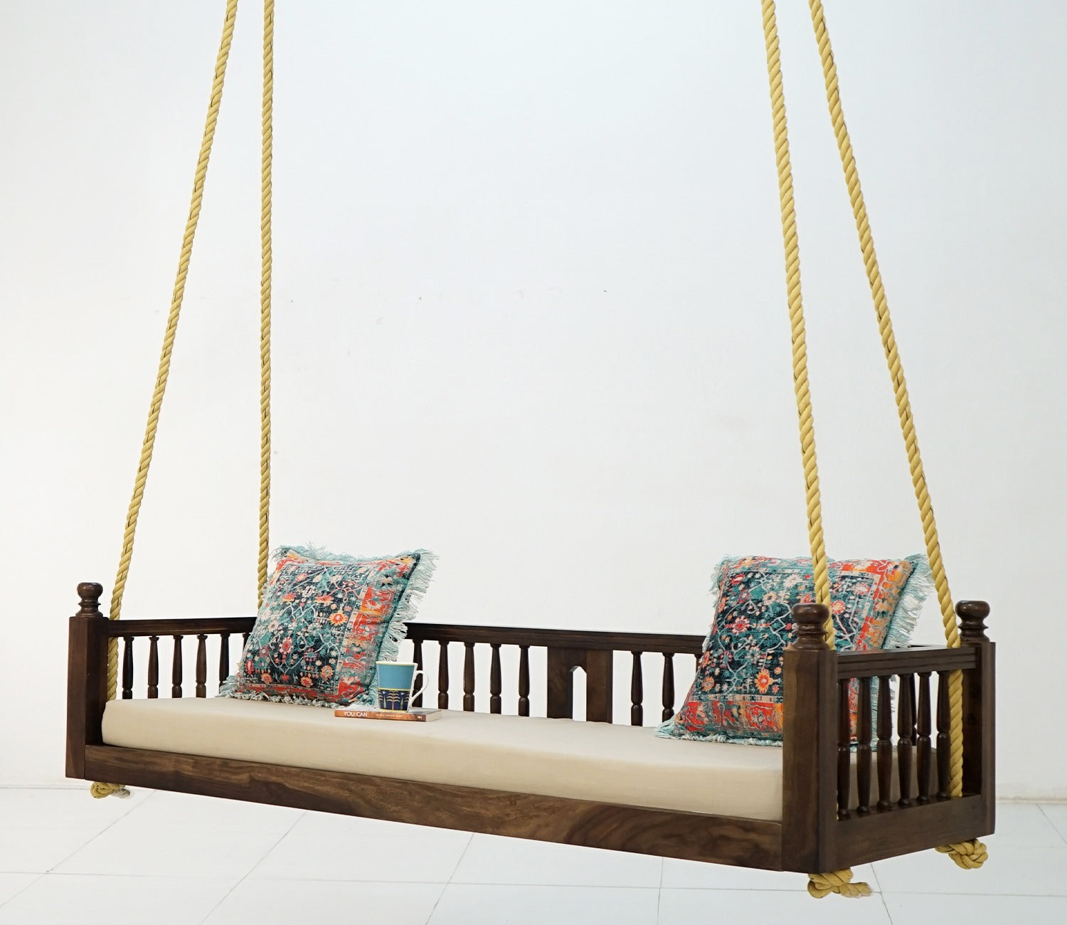 Alanis Wooden Swing Chair (Walnut Finish)