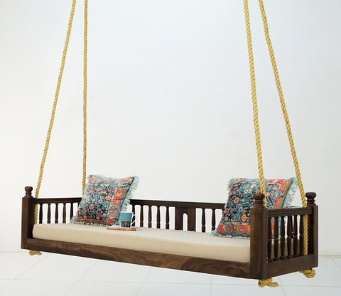 Alanis Wooden Swing Chair (Walnut Finish)