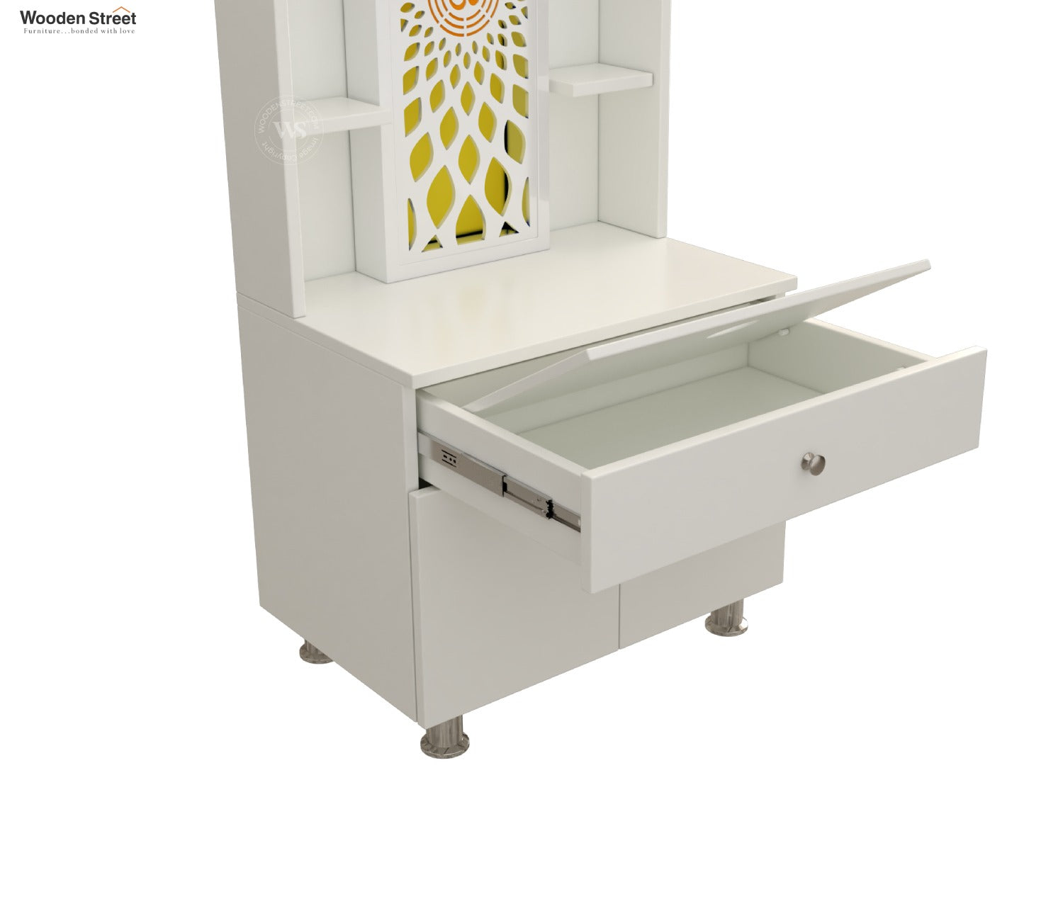 Vidyut Engineered Wood Home Temple With Inbuilt LED Light System (White Finish)