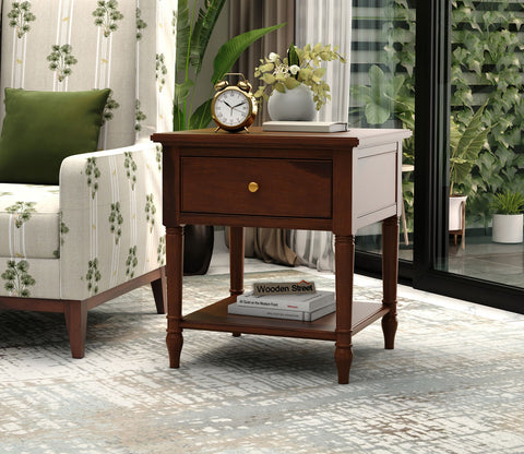 Emerson Sheesham Wood Side End Table (Teak Finish)