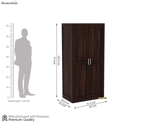 Nixon Solid Wood 2 Door Cupboard (Walnut Finish)