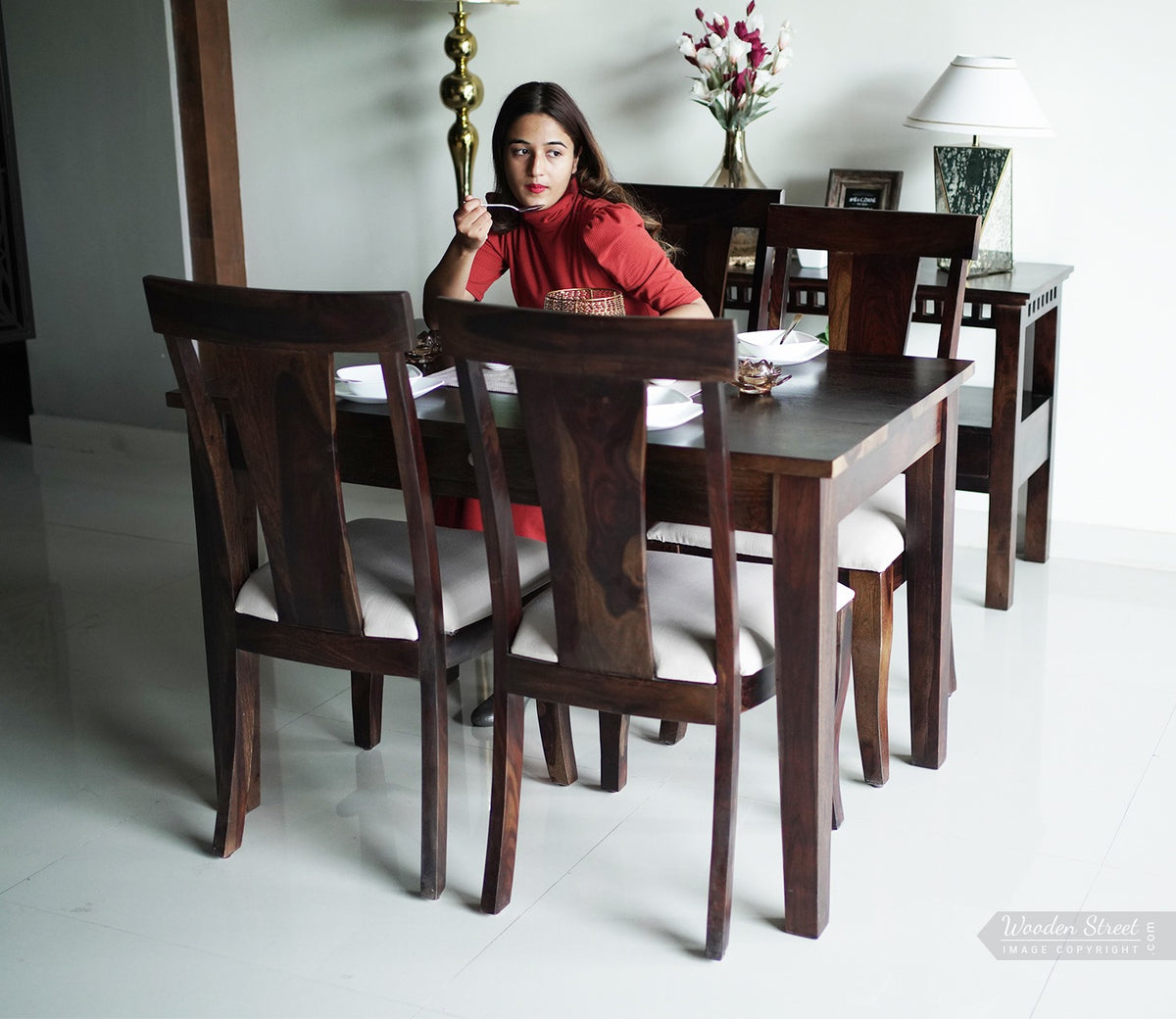 Mcbeth - Sofie Compact Wooden Dining Table 4 Seater (Walnut Finish)