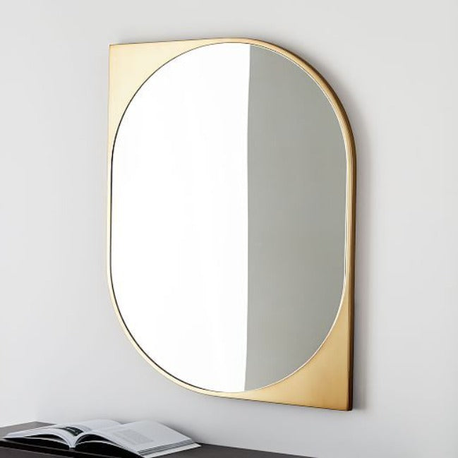 Trueliving Corner Design Rectangular Framed  Decorative Wall Mount Mirror | 18" x 36"