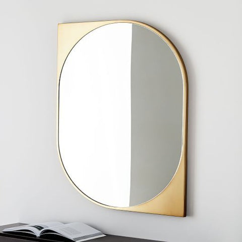 Trueliving Corner Design Rectangular Framed  Decorative Wall Mount Mirror | 18" x 36"