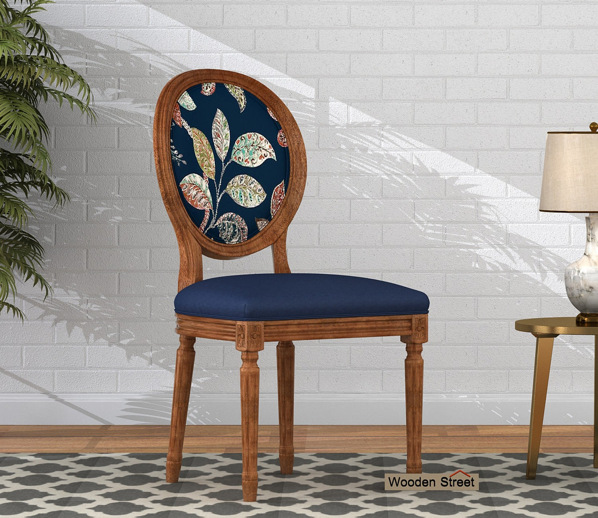 Zen Without Arms Dining Chair (Indigo Ink, Dusky Leaf)
