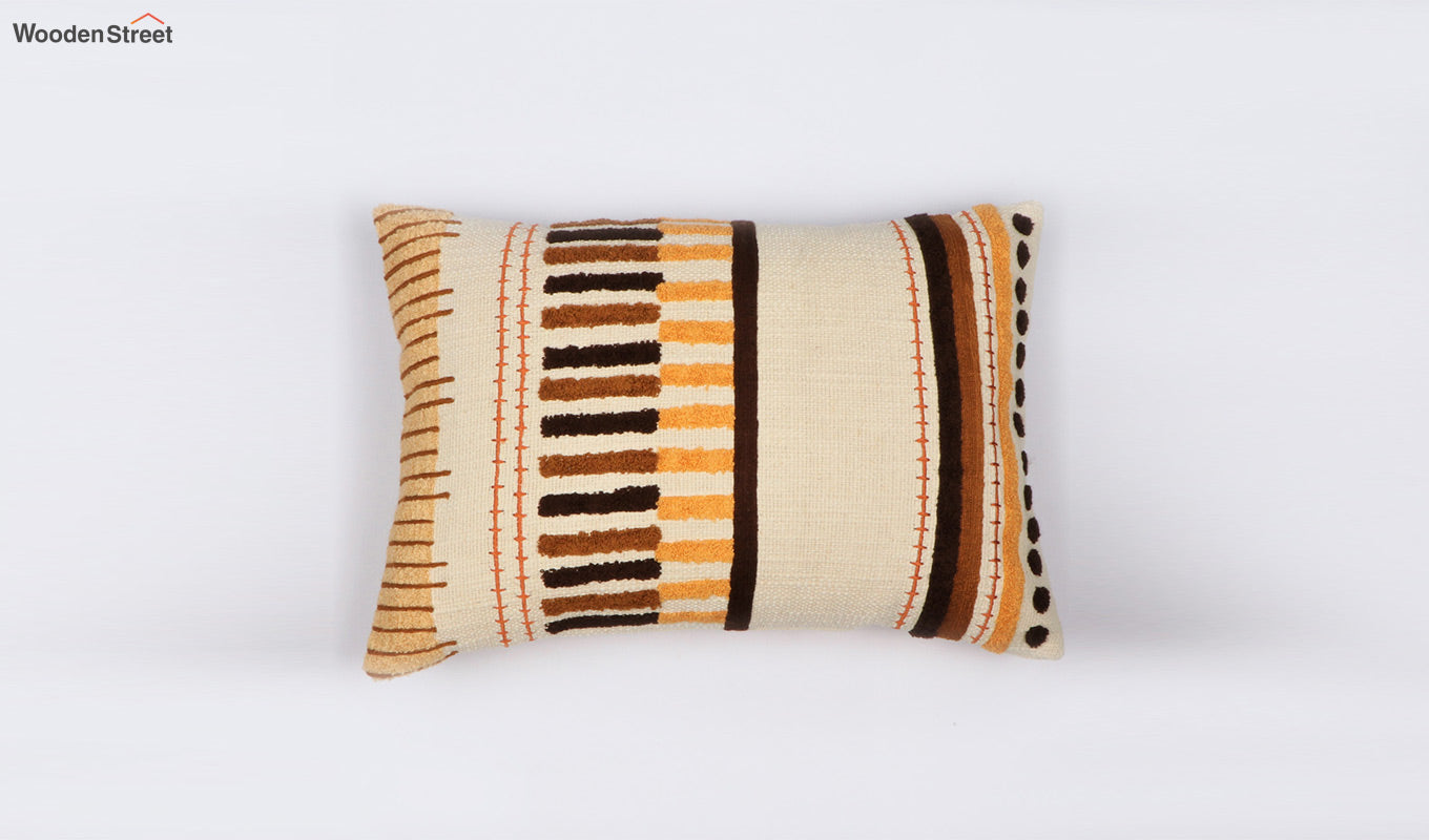 Umber Stripes Embroidered Cushion Cover