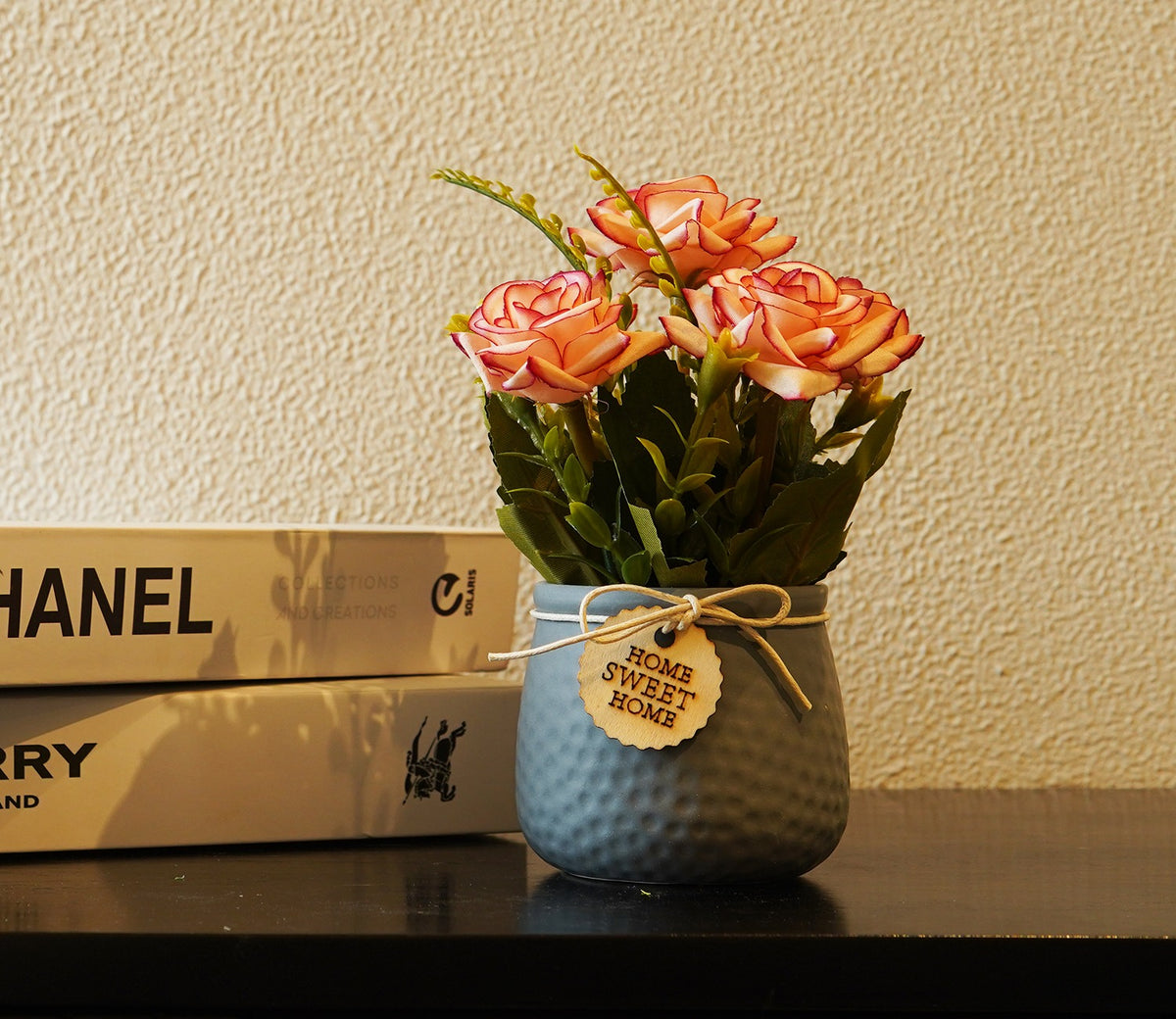 Artificial Flower With Ceramic Pot (Grey)