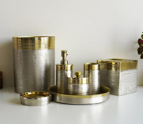 Neysa Hammered Gold and Silver Tooth Brush Holder