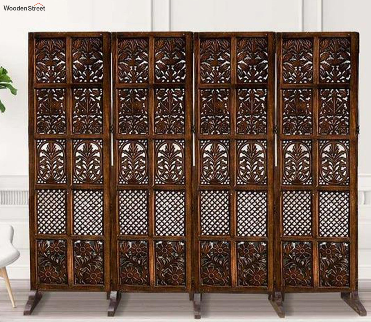 Ilana 4 Panel Carved Wooden Partition