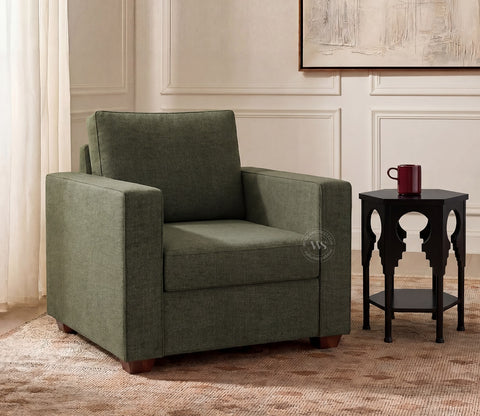 Albus One Seater Fabric Sofa (Sage Green)