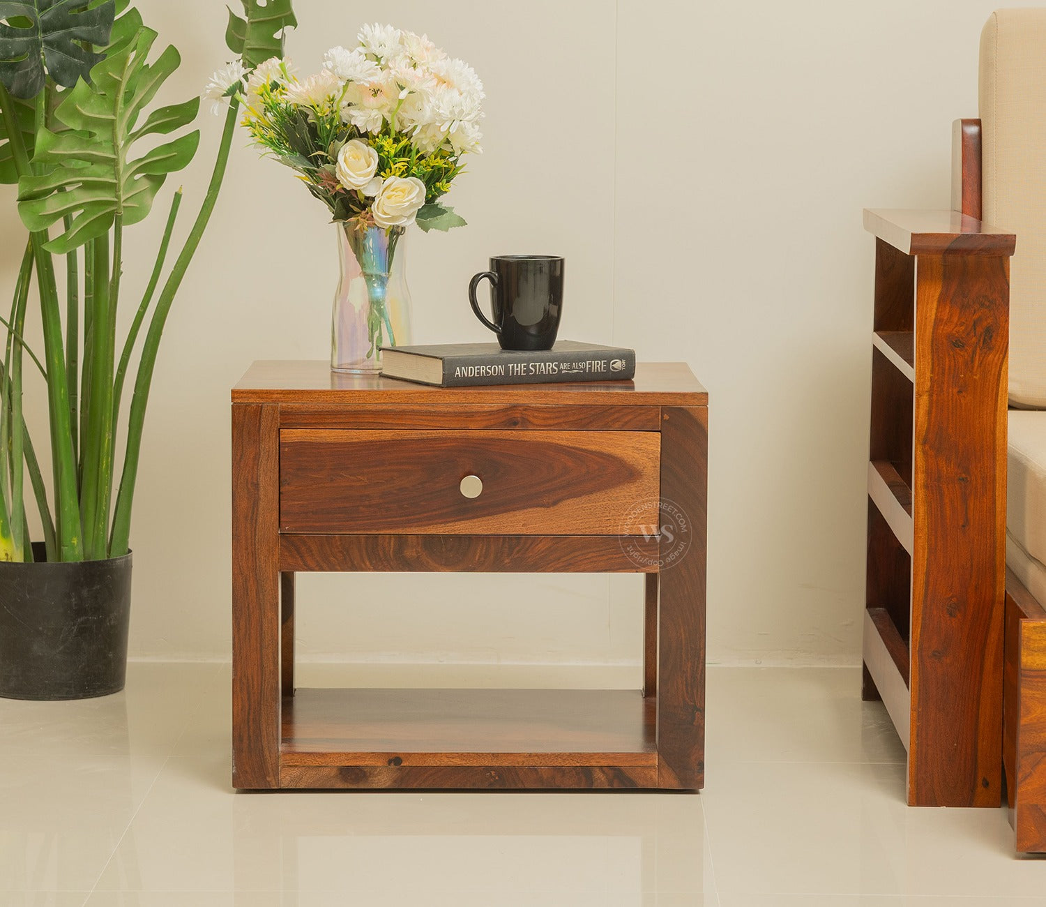 Walken Bedside Table (Teak Finish)