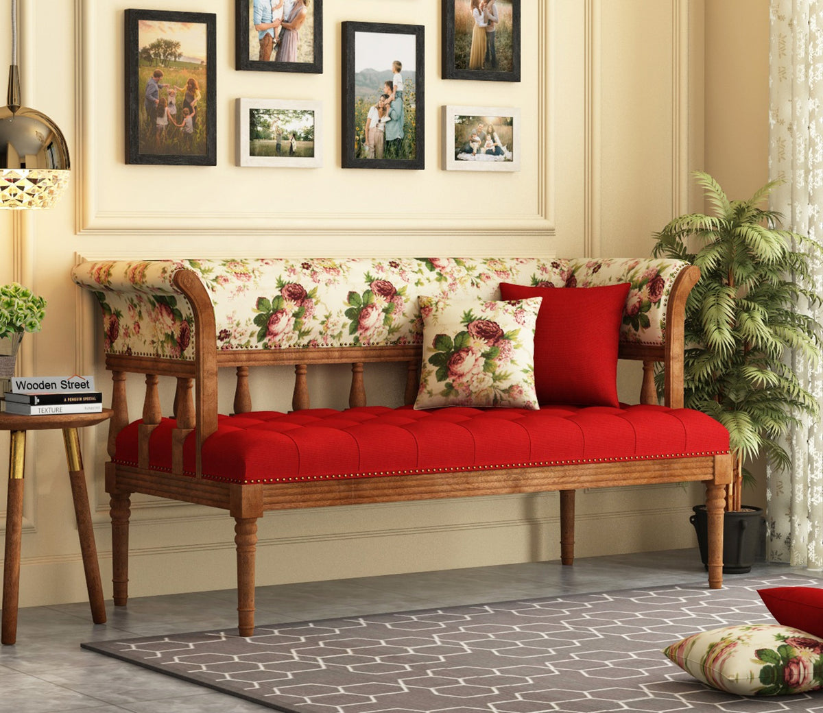 Reyes Bench With Back Rest (Cotton, Cream Blossom)