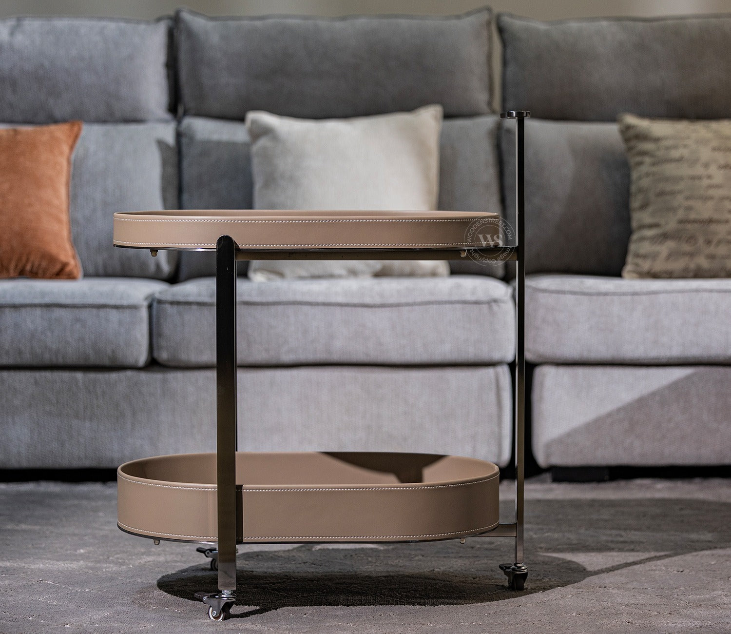 Harington Premium Leatherette 2-Tier Serving Trolley with Wheels