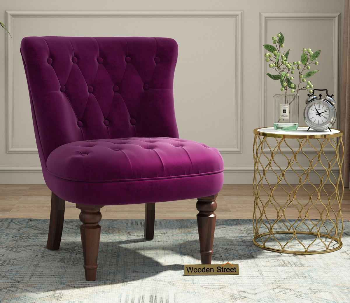 Thrace Slipper Chair (Velvet, Mulberry Pink)
