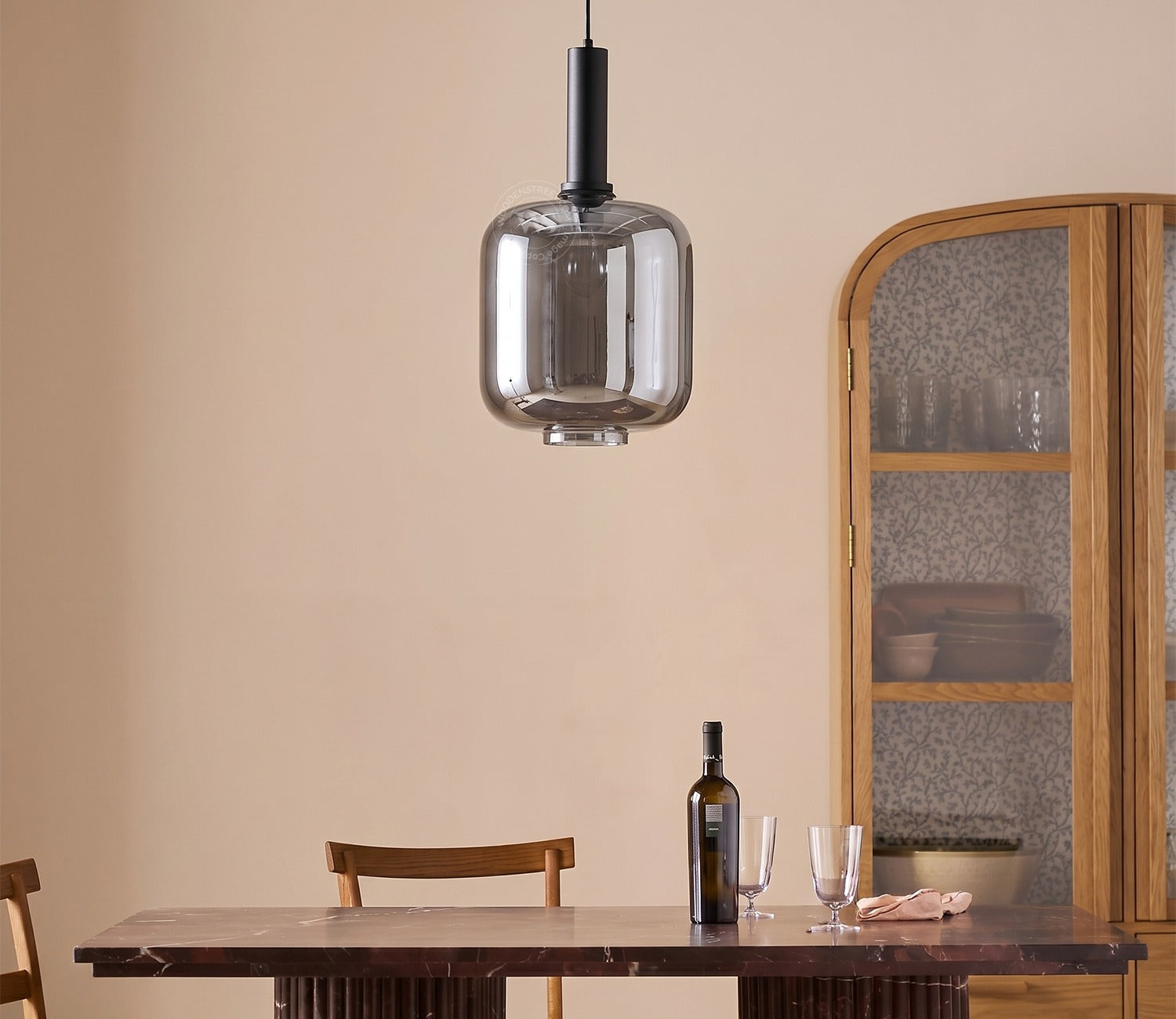 Lustrous Glass Pendant Light (Grey)