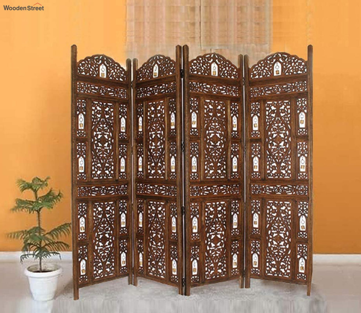 Amara 4 Panel Carved Wooden Partition