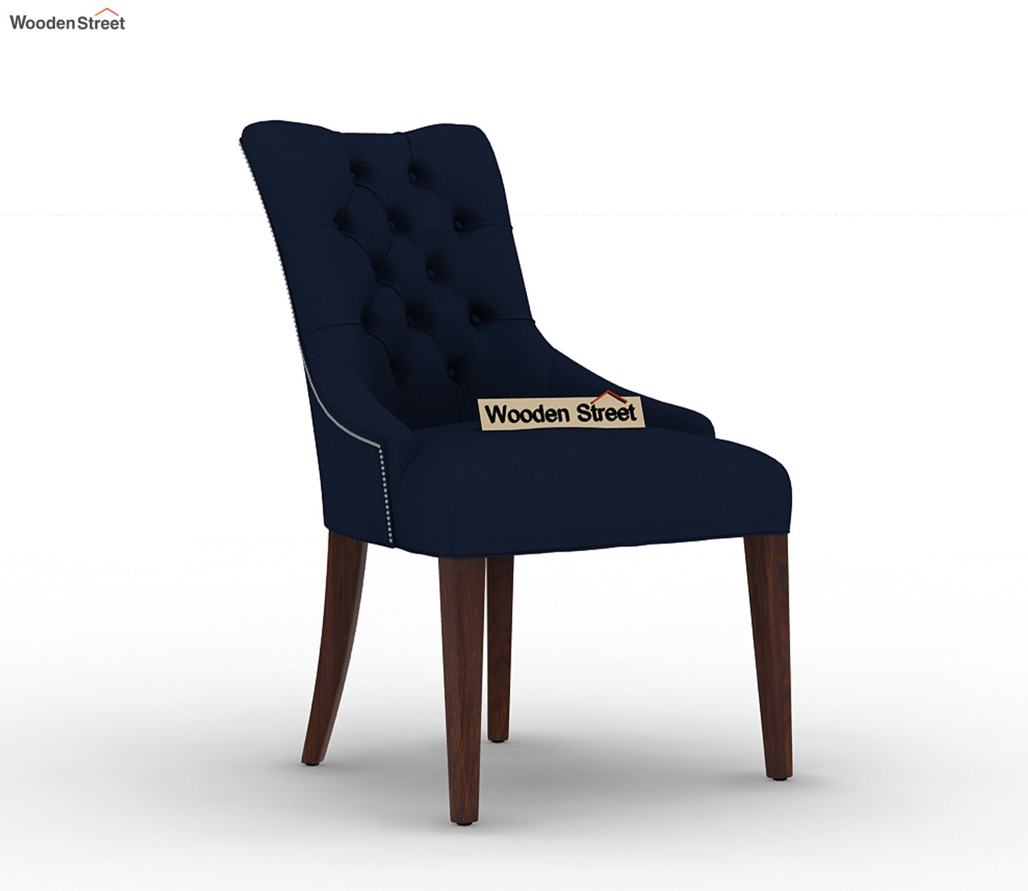 Perry Dining Chair (Walnut Finish, Indigo Ink)