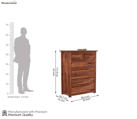 Garry 6-Drawer Wooden Chest Of Drawers (Honey Finish)