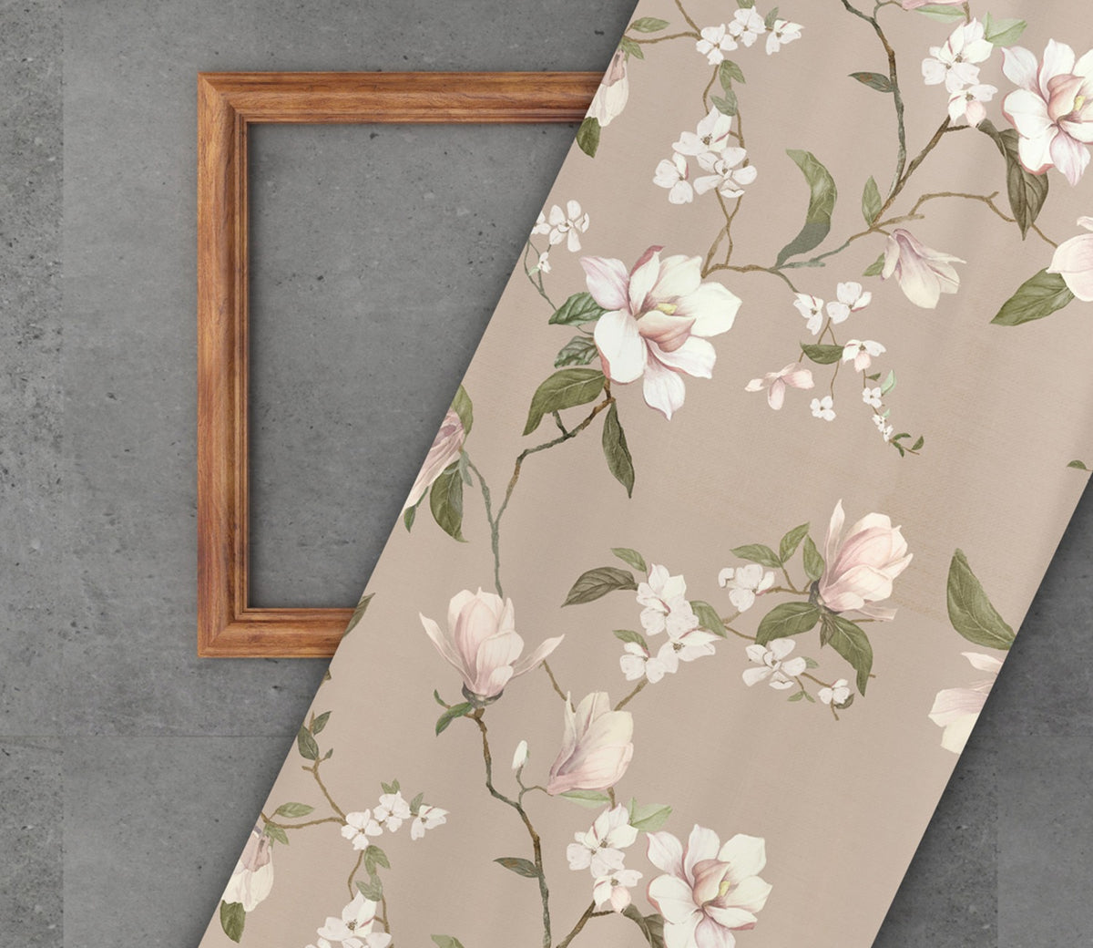 Magnolia Beige Printed Cotton Fabric
