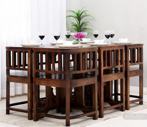 Cohoon 6 Seater Sheesham Wood Space Efficient Dining Set (Honey Finish)
