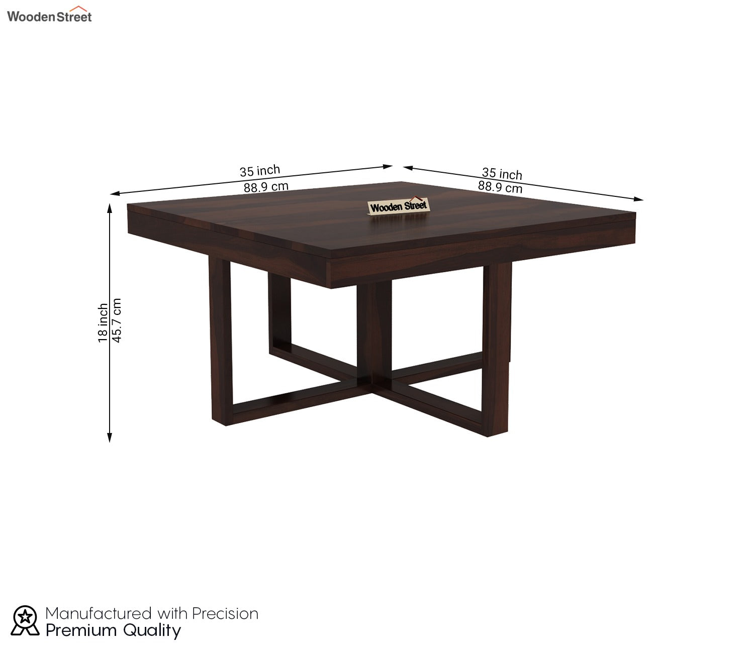 Petlin Sheesham Wood Coffee Table with 4 Seating Stools (Walnut Finish)
