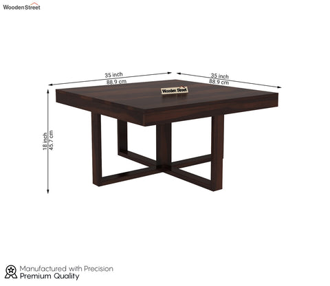 Petlin Sheesham Wood Coffee Table with 4 Seating Stools (Walnut Finish)