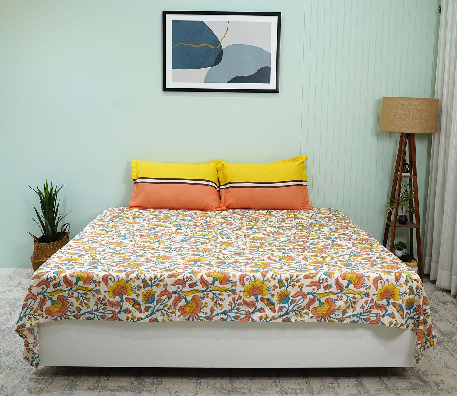 Pernia Moments Queen Size Bedsheet (Orange)