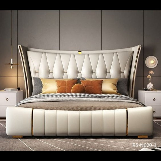Trueliving  Queen Size designer Dark bed Laminated Finish & PU Finish 6Ft *6Ft *1Ft
