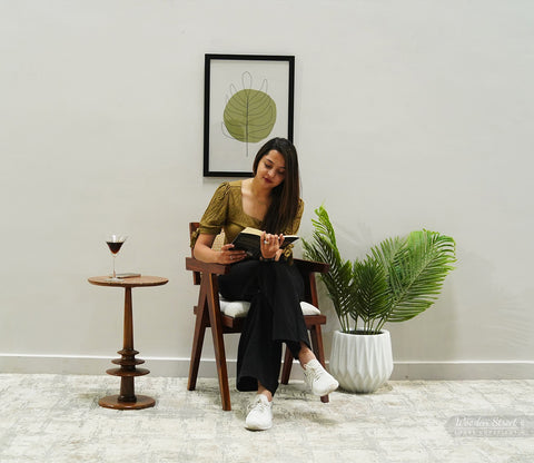 Siegler Sheesham Wood Cane Arm Chair (Honey Finish)