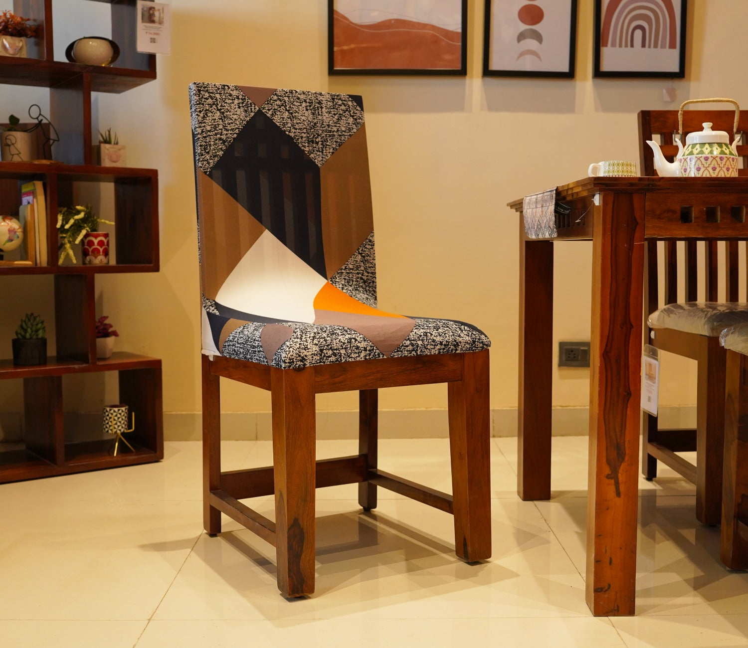 Cedric Modern Abstract Printed Polyester Spandex 1 Piece Chair Cover