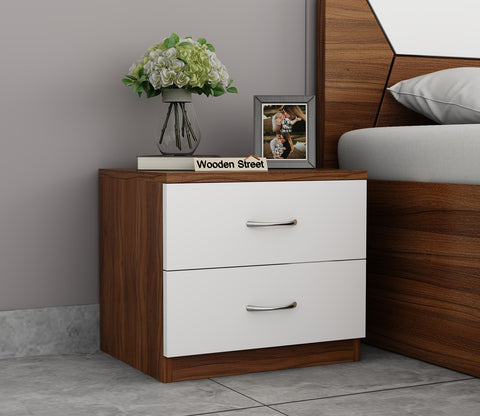 Carmen Bed Side Table (Exotic Teak-Frosty White Finish)