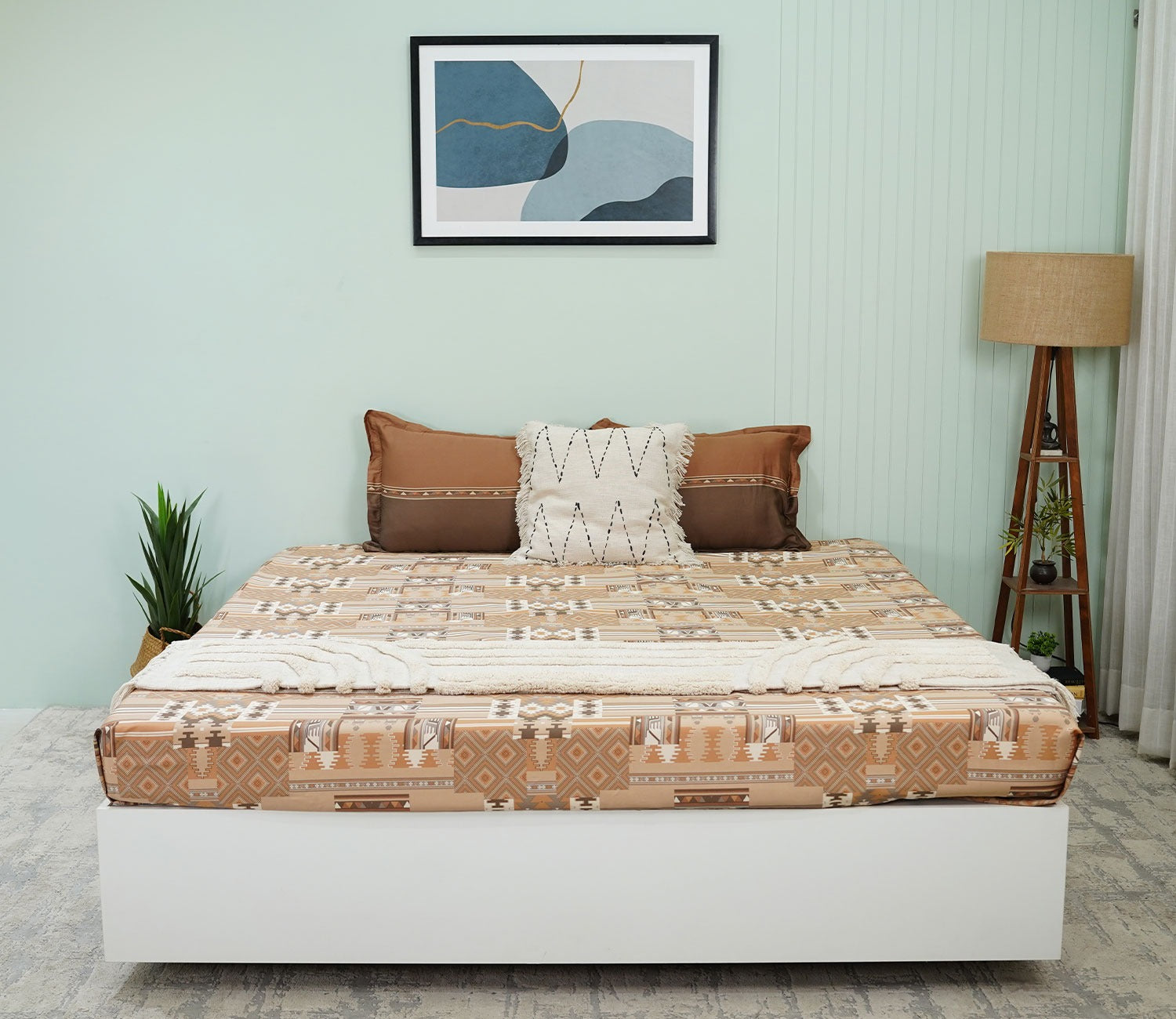 Killim Classic Printed King Size Bedsheet (Brown)