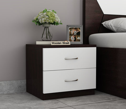 Carmen Bedside Table (Flowery Wenge-Frosty White Finish)