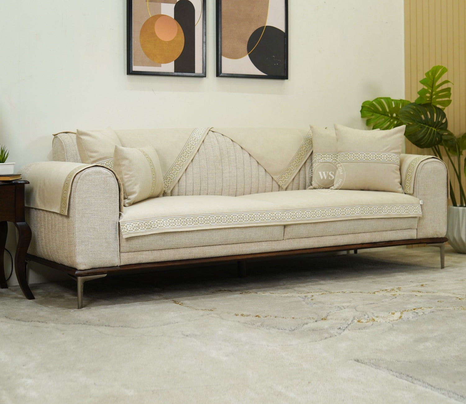 Cambridge 3 Seater Premium Sofa Cover - Set of 9 (Cashew White)