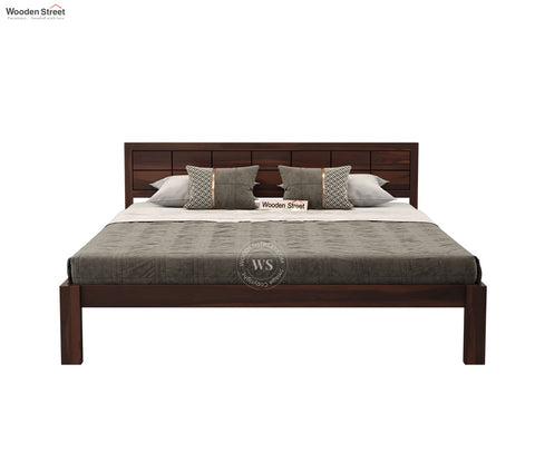Brixton Sheesham Wood Bed Without Storage (King Size, Walnut Finish)