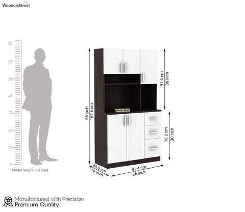 Piero Kitchen Cabinet (Flowery Wenge-Frosty White Finish)