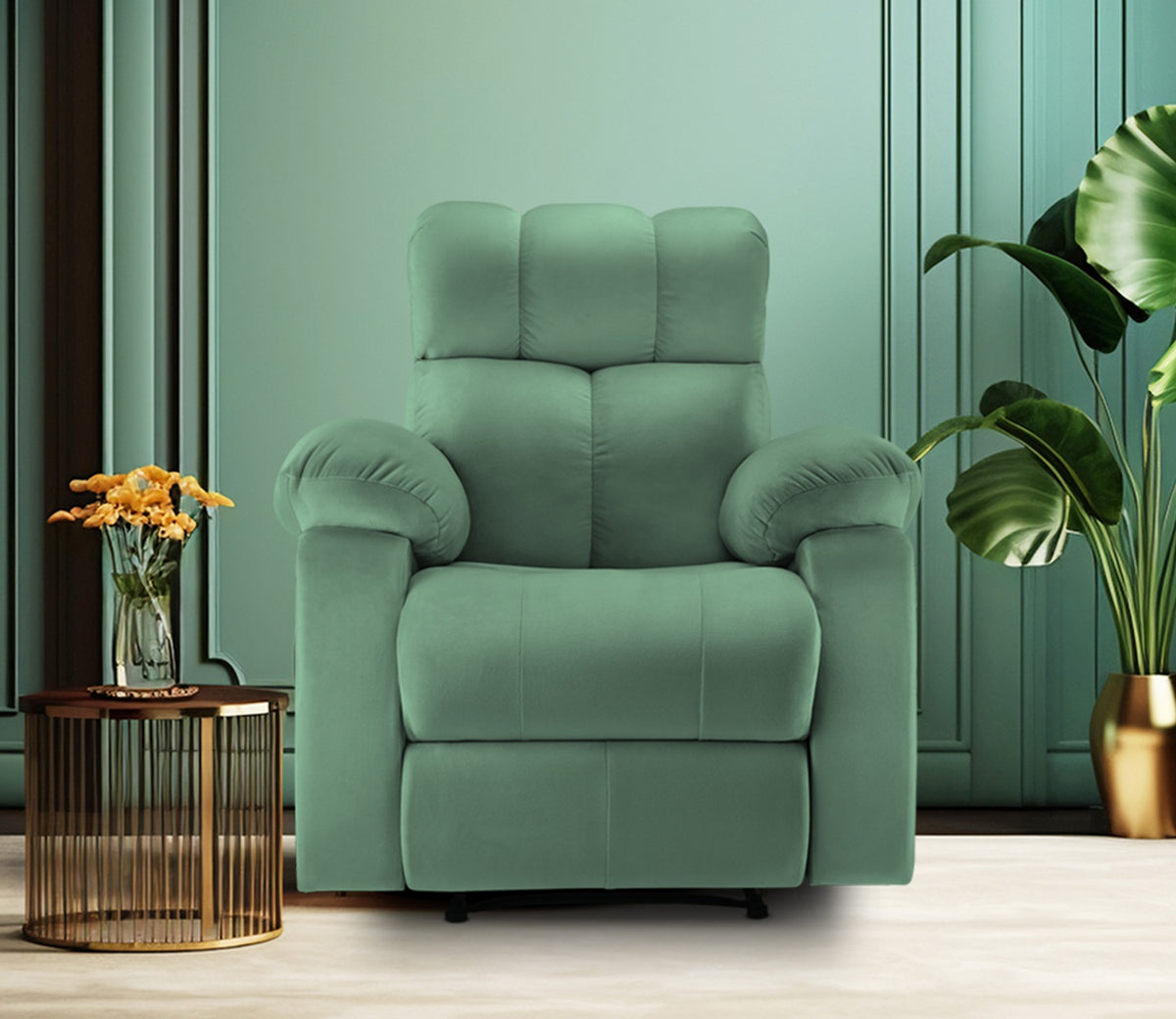 Valios 1 Seater Manual Fabric Recliner Chair (Green)