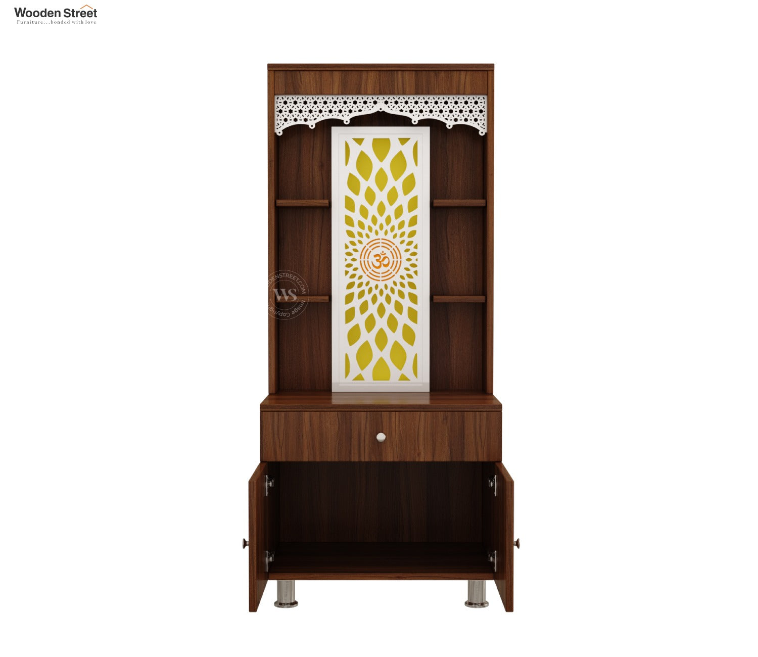 Vidyut Engineered Wood Home Temple With Inbuilt LED Light System (Exotic Teak)