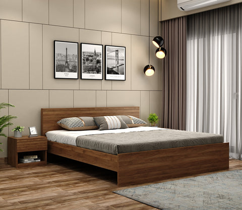 Clemency Bed without Storage (Queen Size, Columbian Walnut Finish)