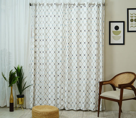 Mesh Door 1 Piece Sheer Curtain (Blue, 7 Feet)